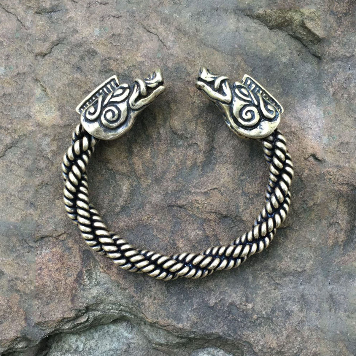Silver Viking Bracelet Fenrir Wolf Torc, Solid Steel Arm Ring Norse Torque  | eBay
