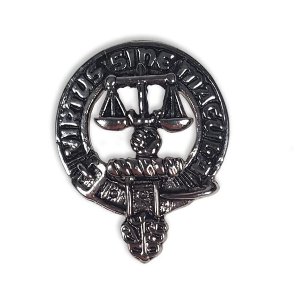 An image of a Russell Clan Crest Mini Badge with a crest on it.