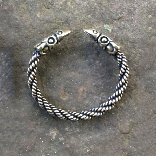 Celtic Raven Torc Bracelet - Viking cuff.