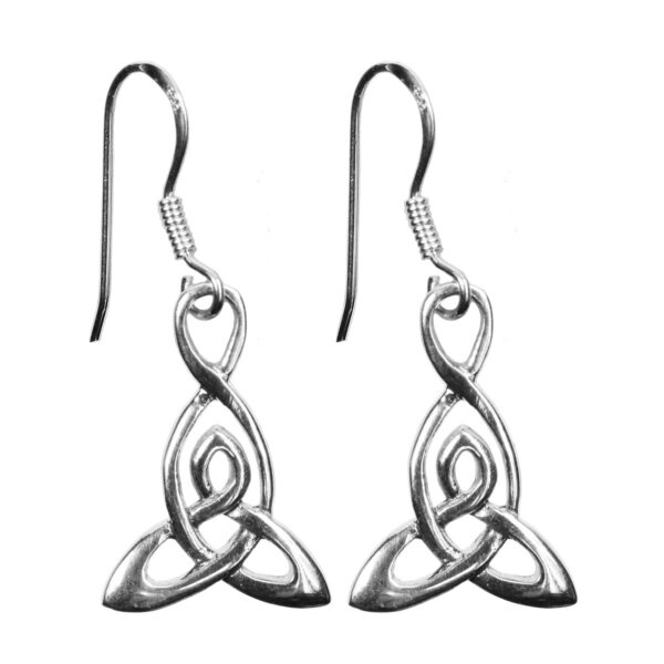 Triquetra Sterling Silver Earrings are a pair of earrings featuring delicate celtic knot designs.
