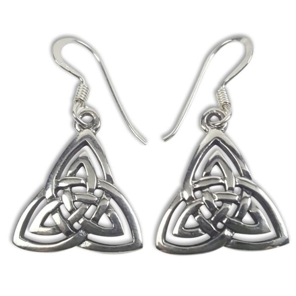 A pair of sterling silver Trinity Knot Set earrings.