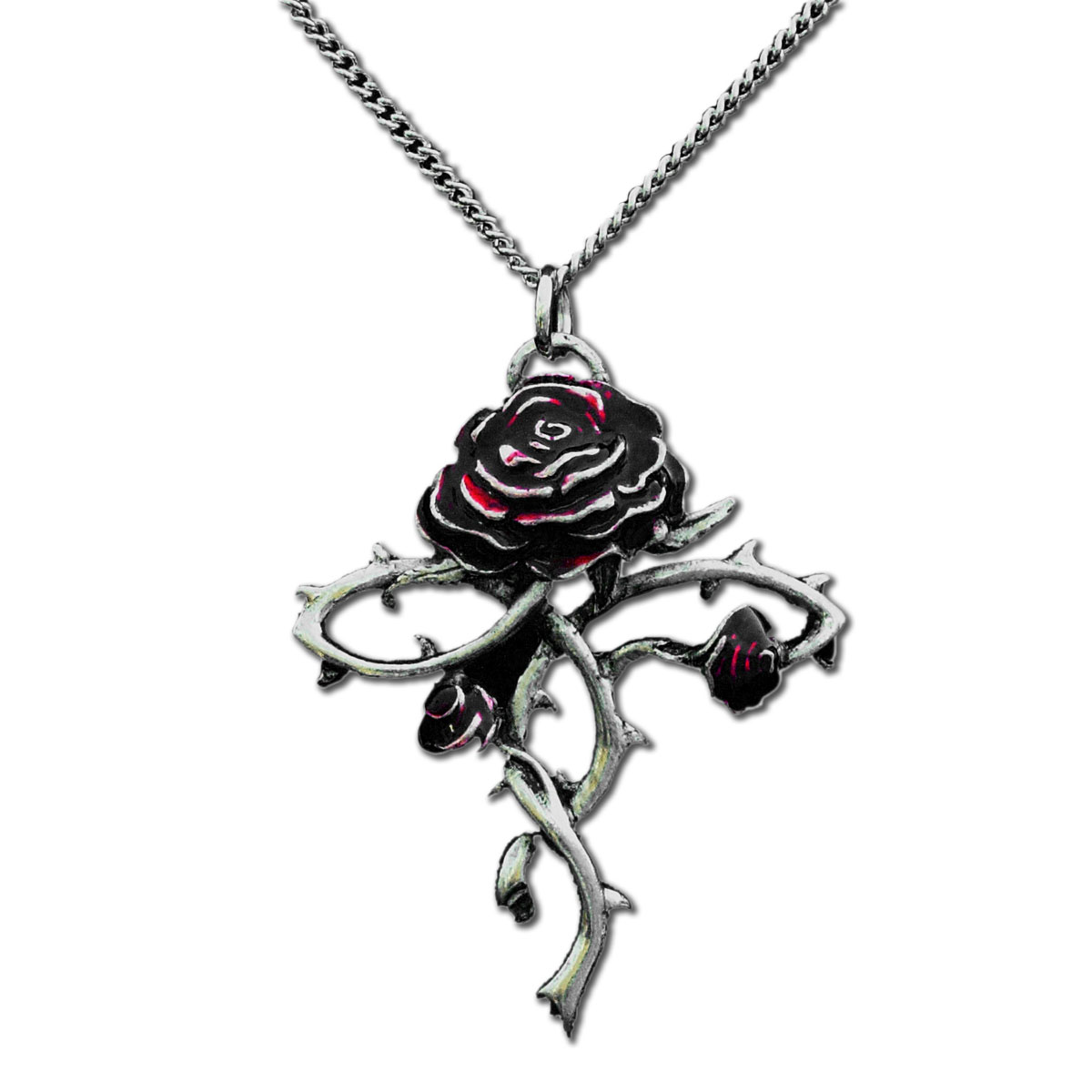 Black Rose Necklace, Rose Gold, 16.5