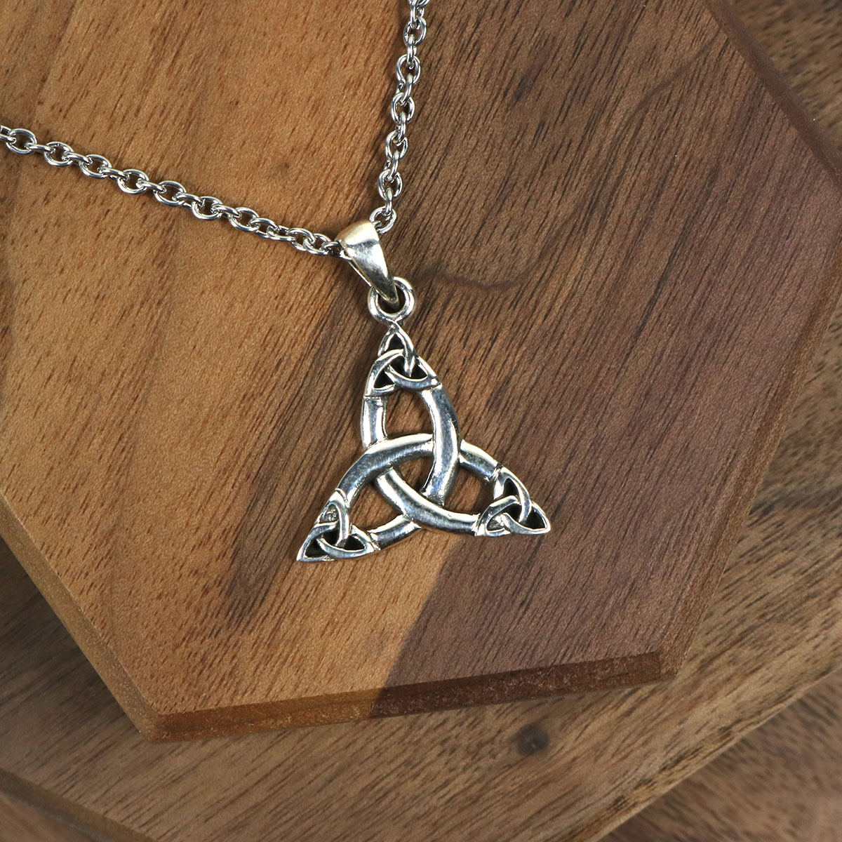 Almond Drop Silver & CZ Celtic Necklace - CladdaghRings.com