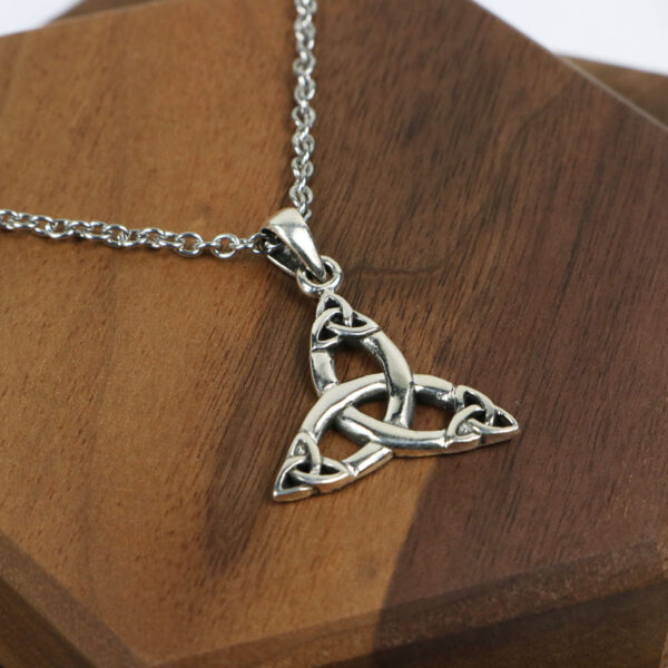 Amethyst Celtic Knot Necklace with a stunning amethyst pendant in sterling silver.