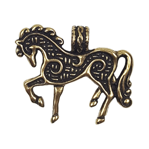 A Celtic Horse Pendant with an intricate design.