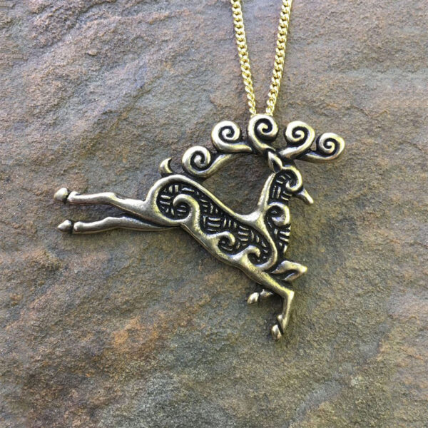 A stunning necklace featuring a captivating Celtic Stag Pendant.