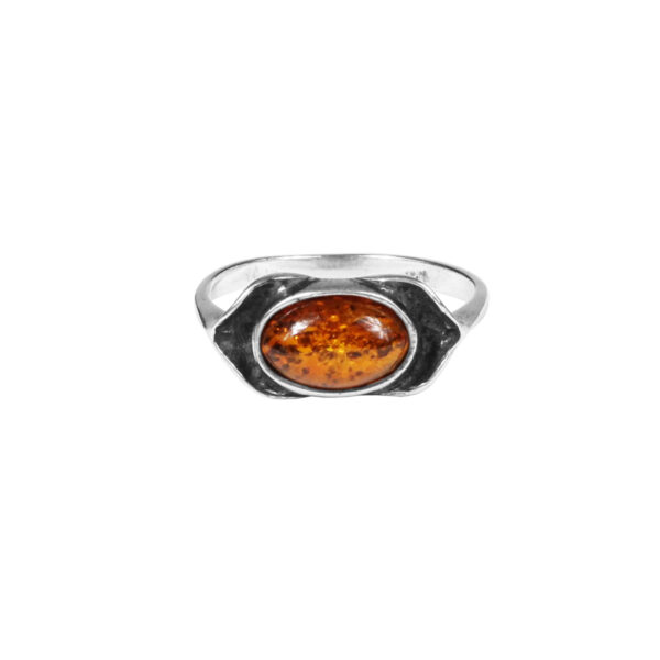 Amber Sterling Silver Ring in sterling silver.