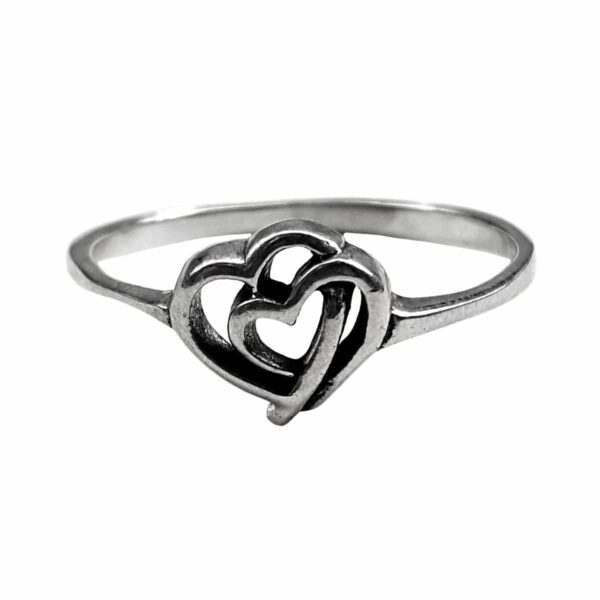An Entwined Hearts Silver Ring.