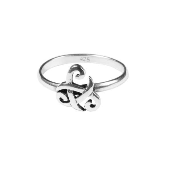 A Triquetra Sterling Silver Ring made of sterling silver, featuring a celtic knot design.