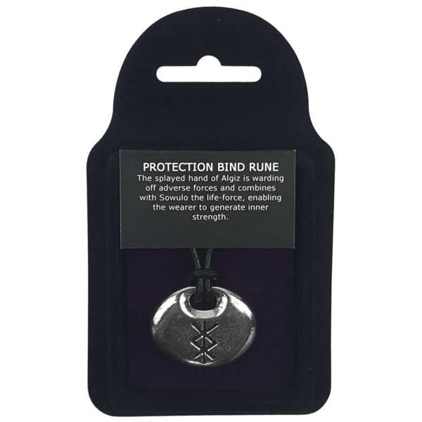 Black Protection Bind Rune Pewter Pendant.