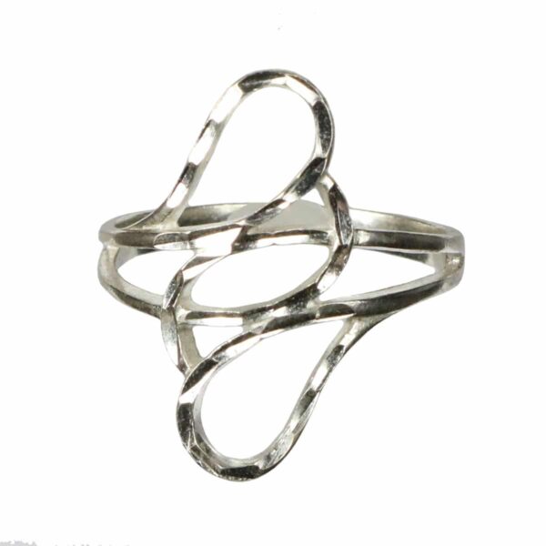 Three Loop Sterling Silver Ring: A silver ring with a twisted design.