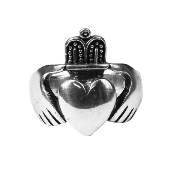A stunning Large Claddagh Sterling Silver Ring featuring a heart design.