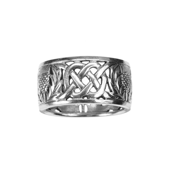 Scottish Thistle Knot Ring in sterling silver.