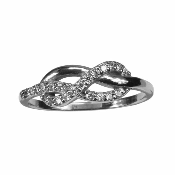 An Infinity Knot Ring with diamonds.