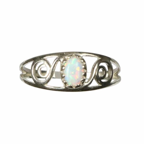 Opal Spiral Sterling Silver Ring