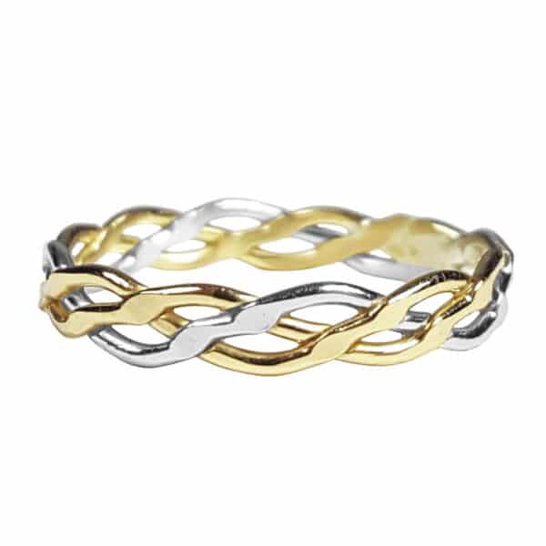 A Two Tone Eternity Knot Band ring.