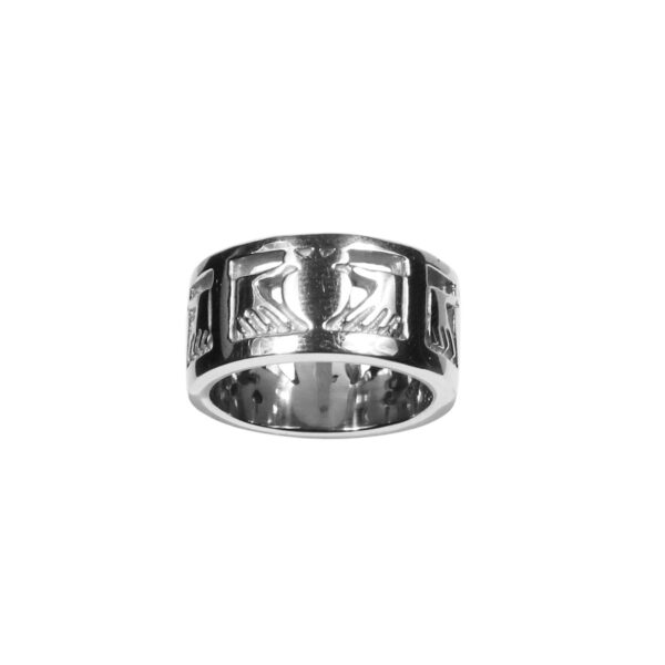 A Claddagh Stainless Steel ring with a Celtic design.