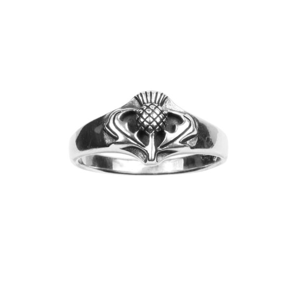 A Scottish Thistle Sterling Silver Ring - Large Sizes* on a white background.