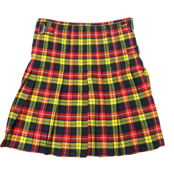 A Buchanan Modern Quality Homespun Wool Blend Kilt - Size 34W 23.5L-sold 5/23 with red, yellow and blue stripes.