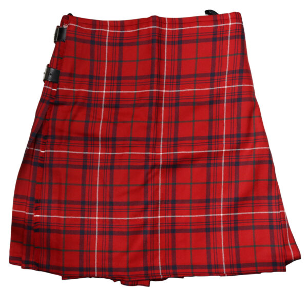 A Rose Red Modern 5 Yard Light Weight Premium Wool Casual Kilt - 33W 23L on a white background.