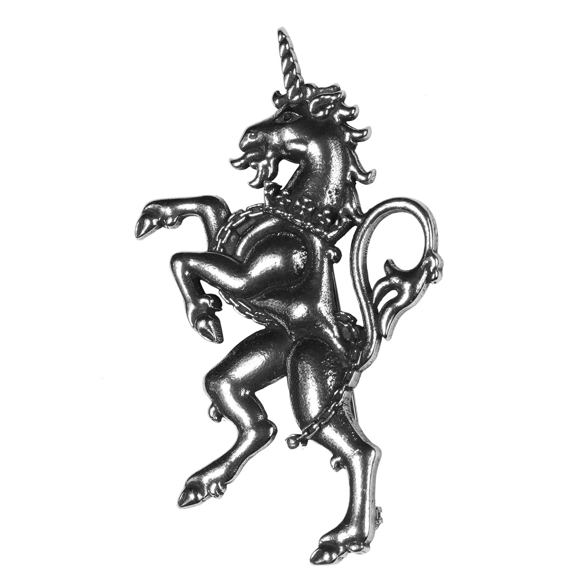 A silver Unicorn Rampant Kilt Pin/Brooch.
