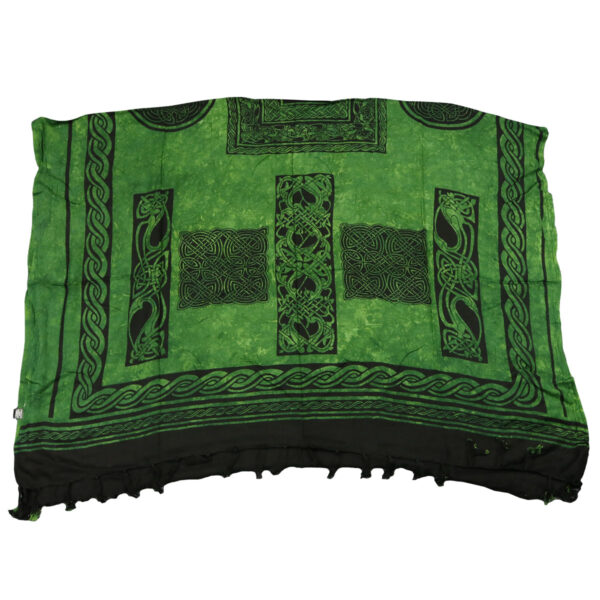 A green and black Celtic Sarong Green Multi Celtic Knot Design with a Celtic knot design.