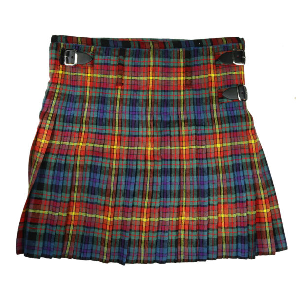 A plaid kilt with a PRIDE LGBTQ+ Tartan Sporran on a white background.