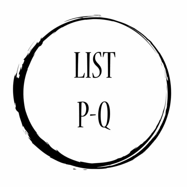 A circle with the words list p - q.