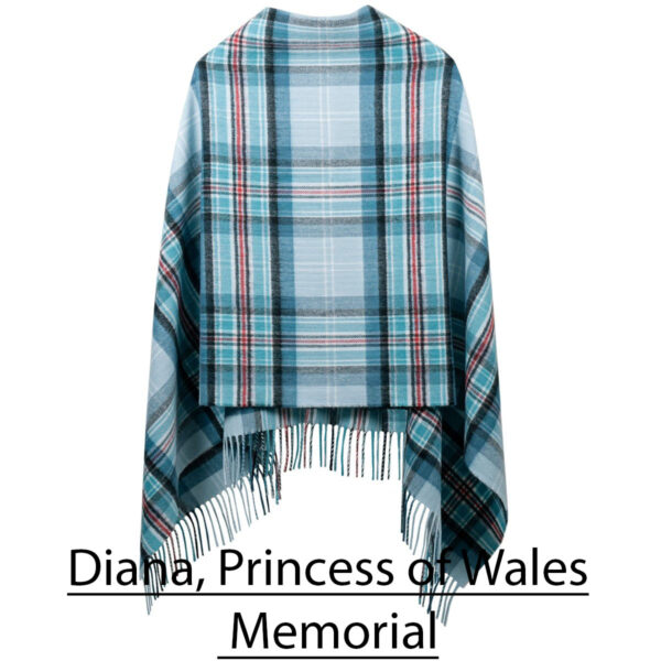 Diana, Princess of Wales Memorial in a Scottish Lambswool Tartan Poncho.