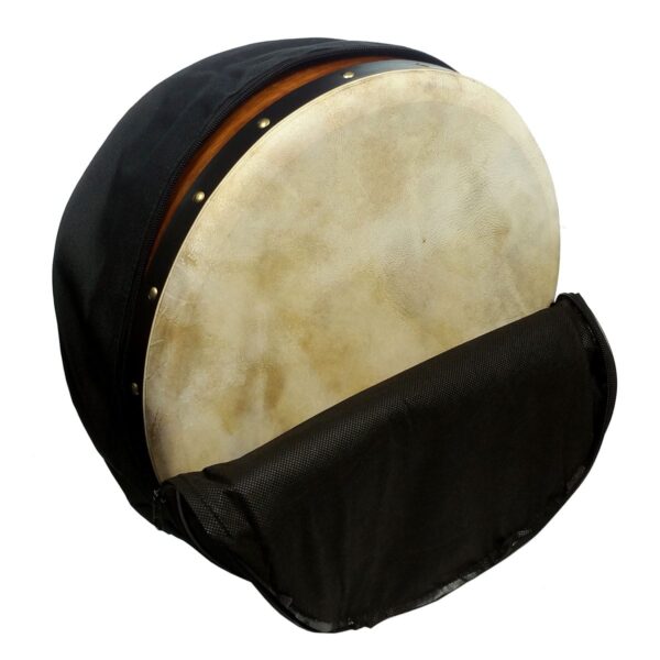 An Standard 18 Inch Bodhran Case with a black cover on it.
