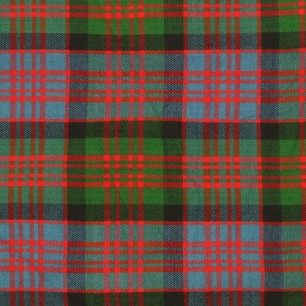 A green, blue and red plaid fabric.