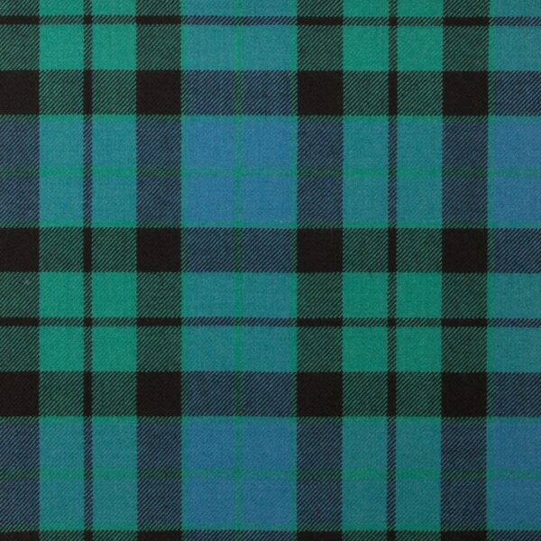 A green and blue plaid tartan fabric, made from viscose.