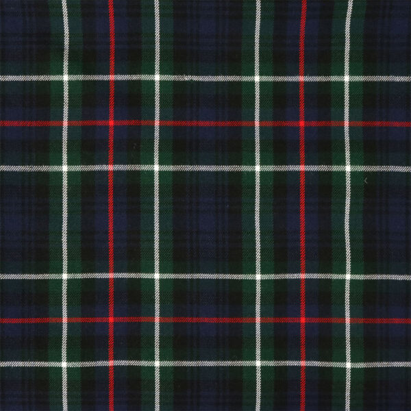 A plaid fabric with red, green and blue stripes.