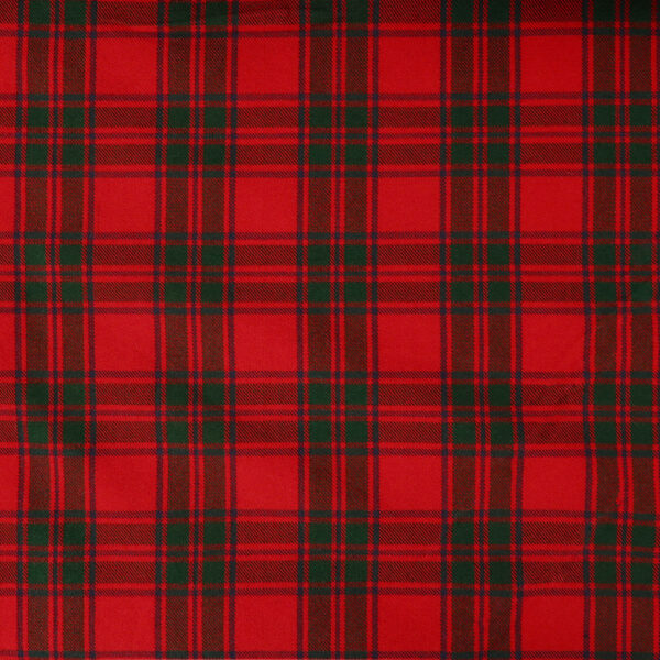 A red and green plaid tartan fabric.