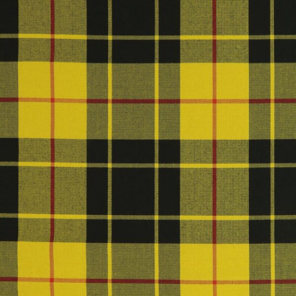 A yellow and black tartan fabric made of viscose.