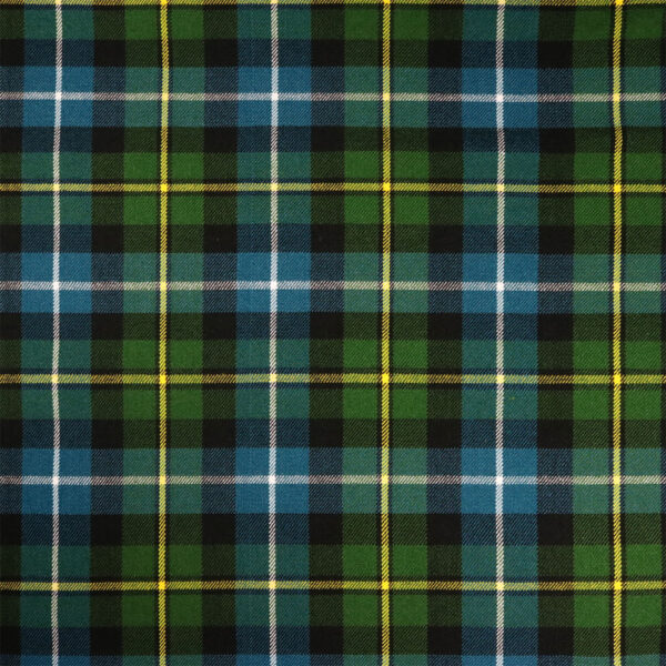 A green, blue and yellow plaid fabric.