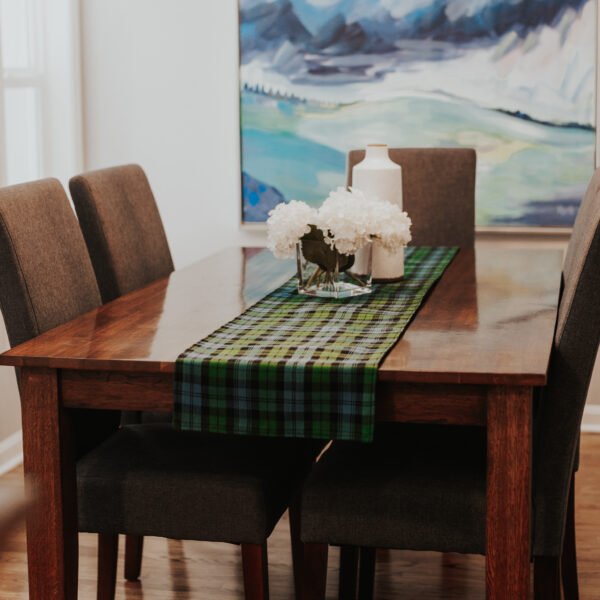 A Reversible Tartan Placemat in a dining room.