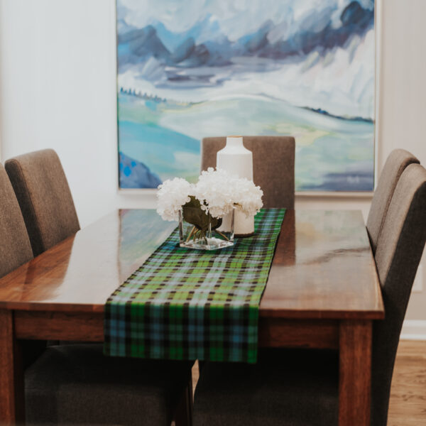 Reversible Tartan Placemats - Homespun Wool Blend adorning a dining room table.