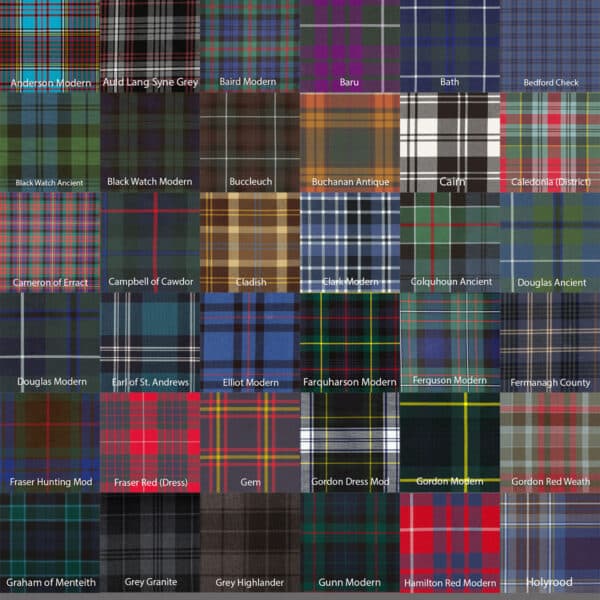 A collection of Tartan Tree Skirt - Poly/Viscose Wool Free in different colors.