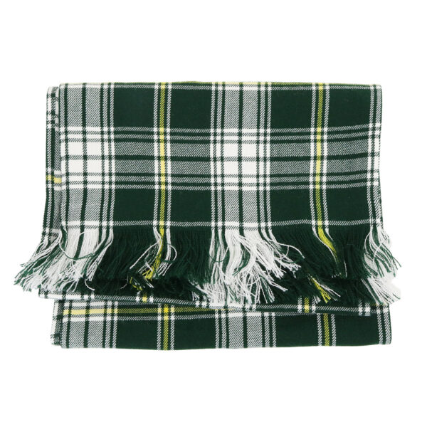 A Saint Patrick Homespun Wool Blend Traditional Tartan Sash with fringes.