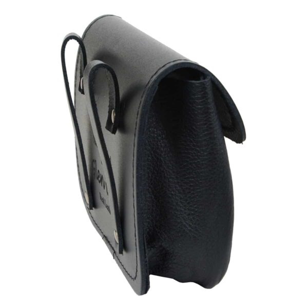A black leather bag with two handles that can also be used as a Large Quality Leather Utility Belt Pouch.
