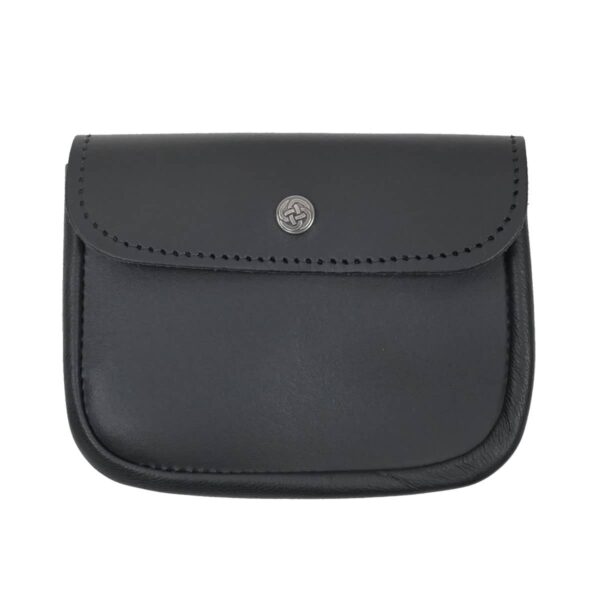 A large black leather wallet with a metal clasp and Large Quality Leather Utility Belt Pouch.
