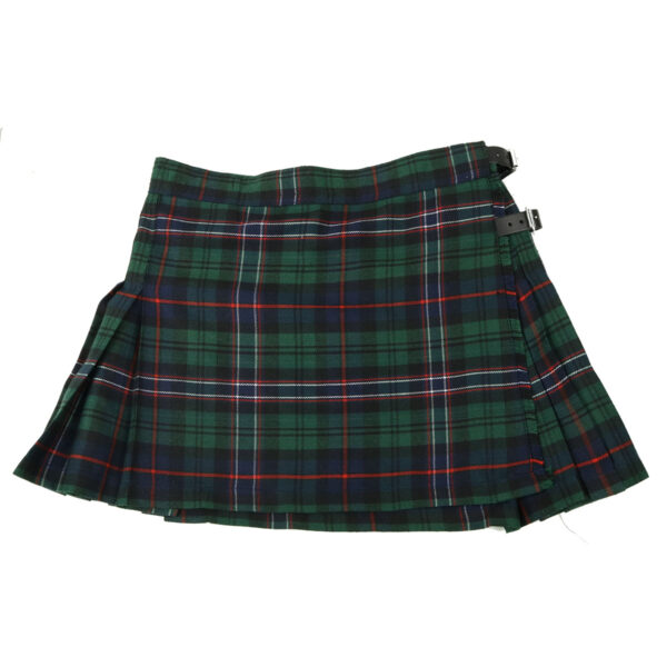 A green and blue Scottish National Poly/Viscose Kilted Mini Skirt 32W 14L.