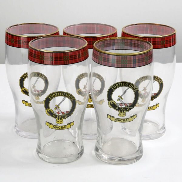 Scottish clan pint glasses set of 6.