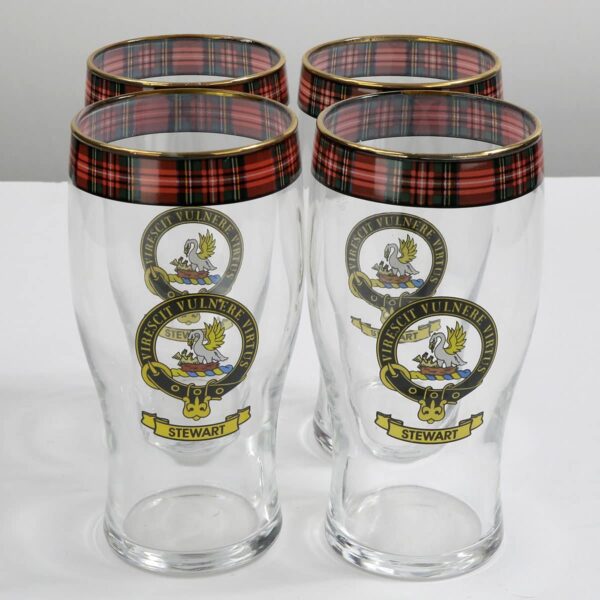 Sinclair Clan Crest Tartan Pub Glass set of 3.
