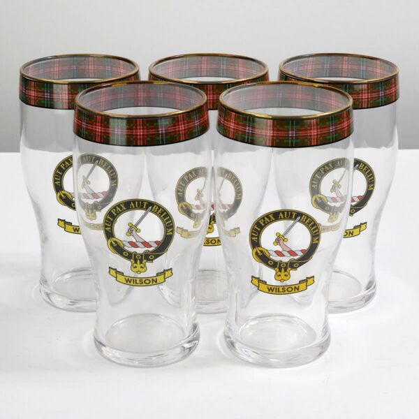 Sinclair Clan Crest Tartan Pub Glass - Set of 3 pint glasses.
