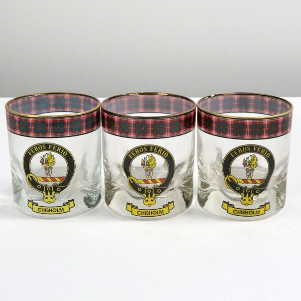 Three Cameron Clan Crest Tartan Whisky Glasses - Set of 3-sold 6/23.