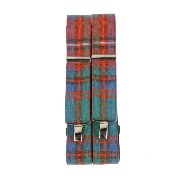 Two Sommerville Ancient - Spring Weight Tartan Suspenders on a white background.