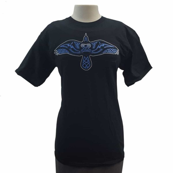 A Celtic Raven T-shirt-gone 7/23 with a blue eagle on it.
