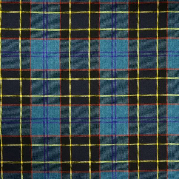 A close up of a blue and yellow tartan fabric.